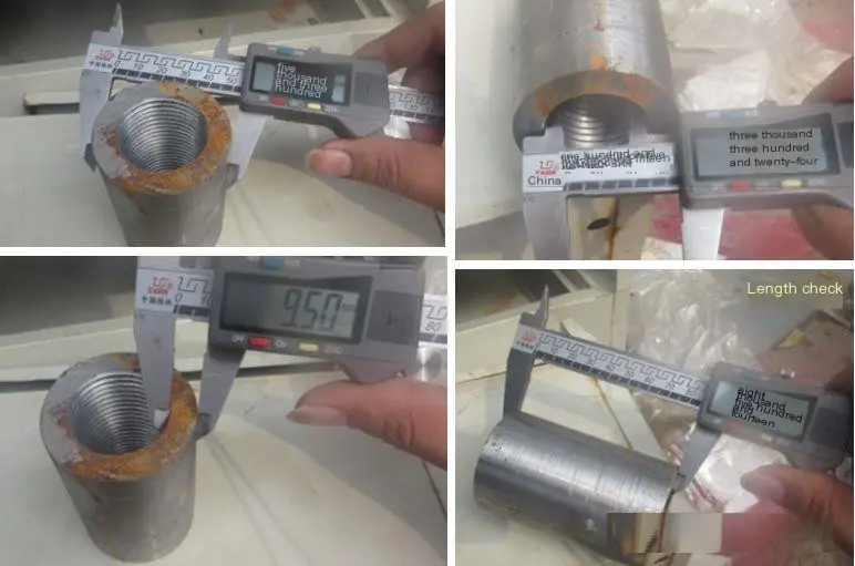 Dimensional inspection of straight threaded steel sleeve2