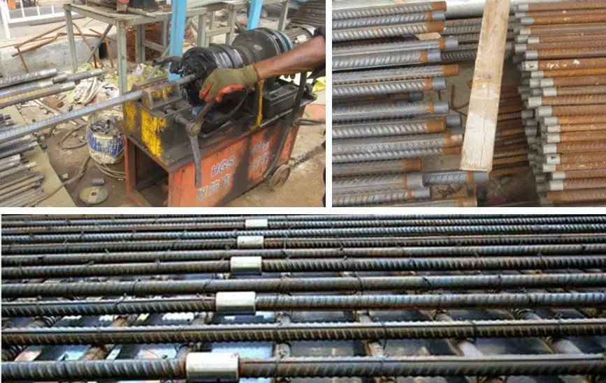Threaded reinforcing bars processed on site