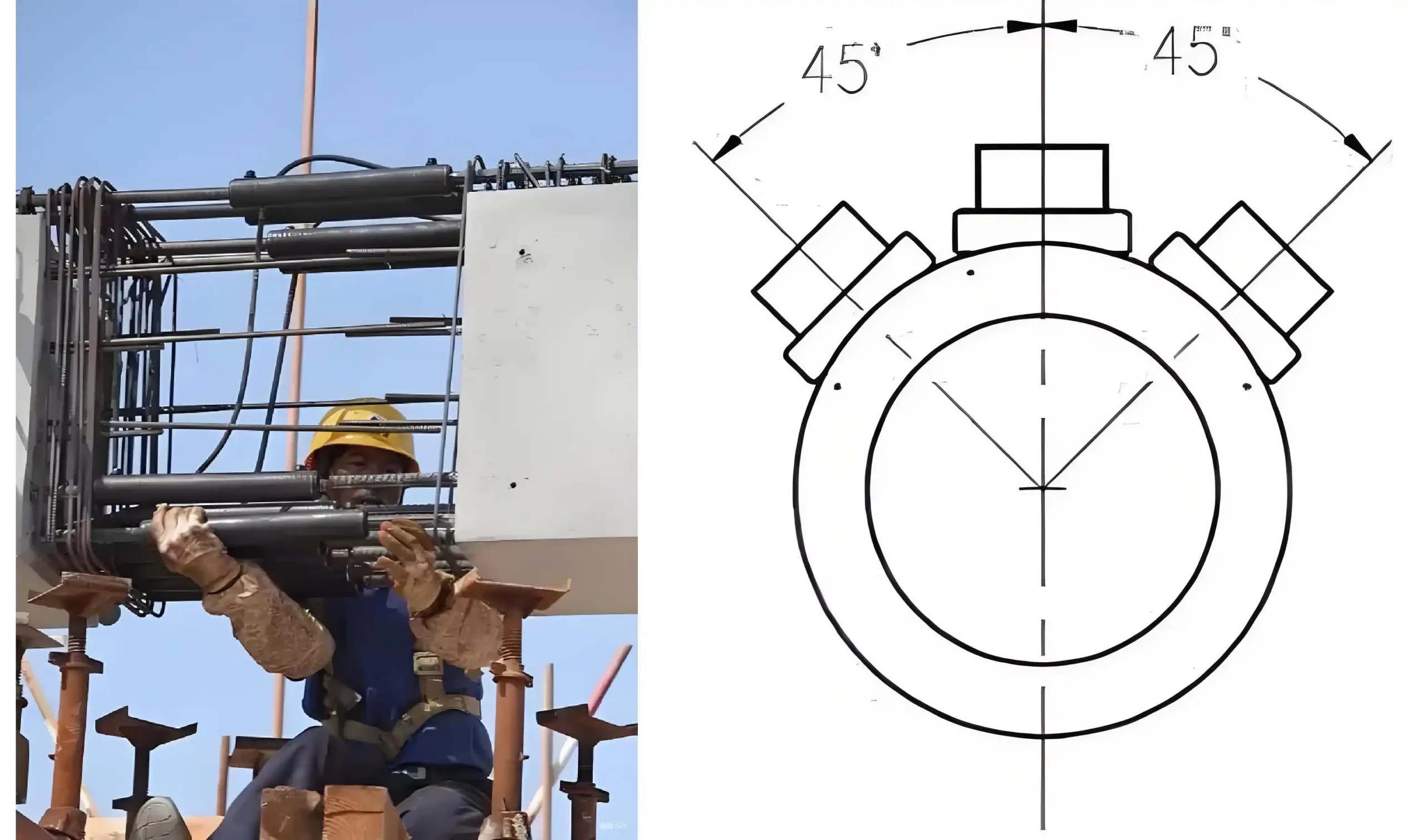 Position the grouting sleeve between the two butted steel bars according to the markings